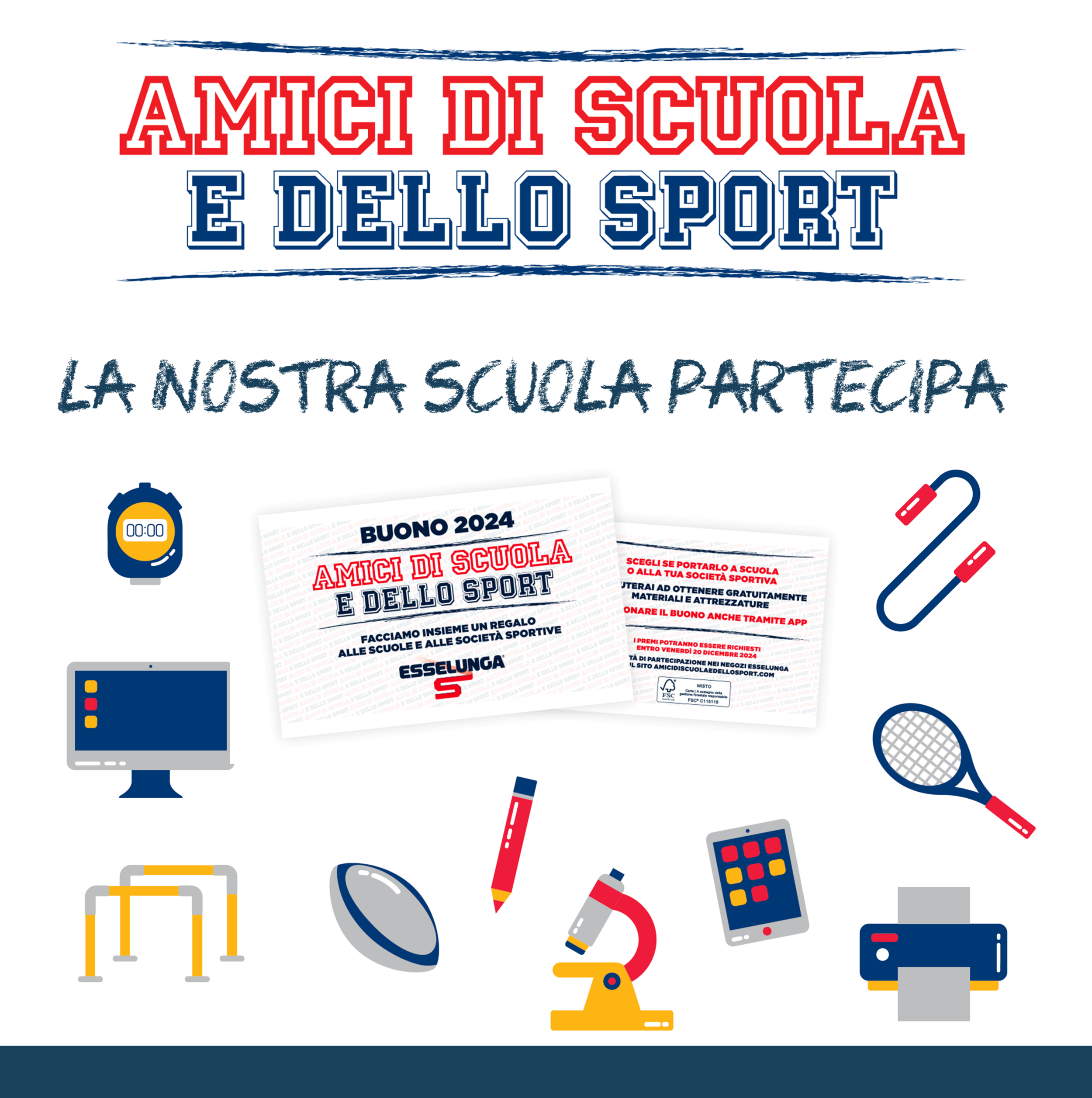 immagine pubblicitaria dell’iniziativa amici di scuola e dello sport di esselunga